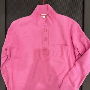 J. Crew Vibrant Pink Cashmere Collared Sweater